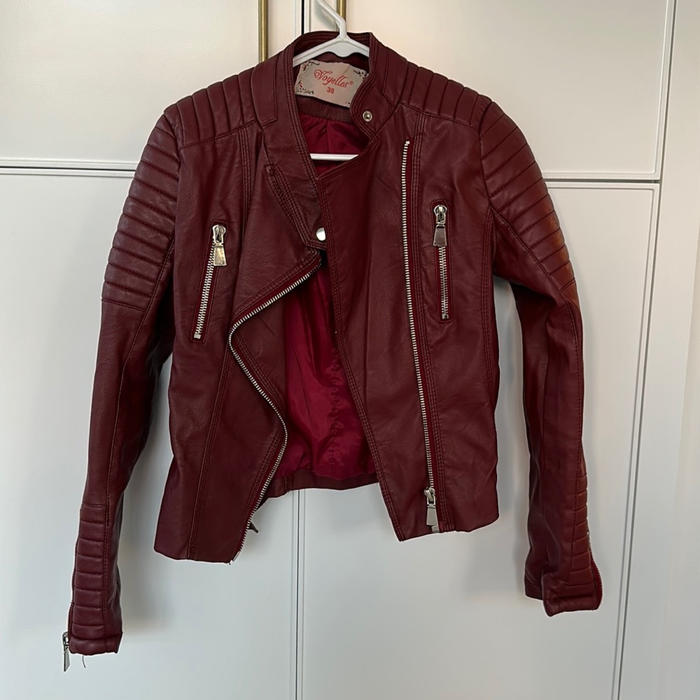 Burgundy leather jacket size 38